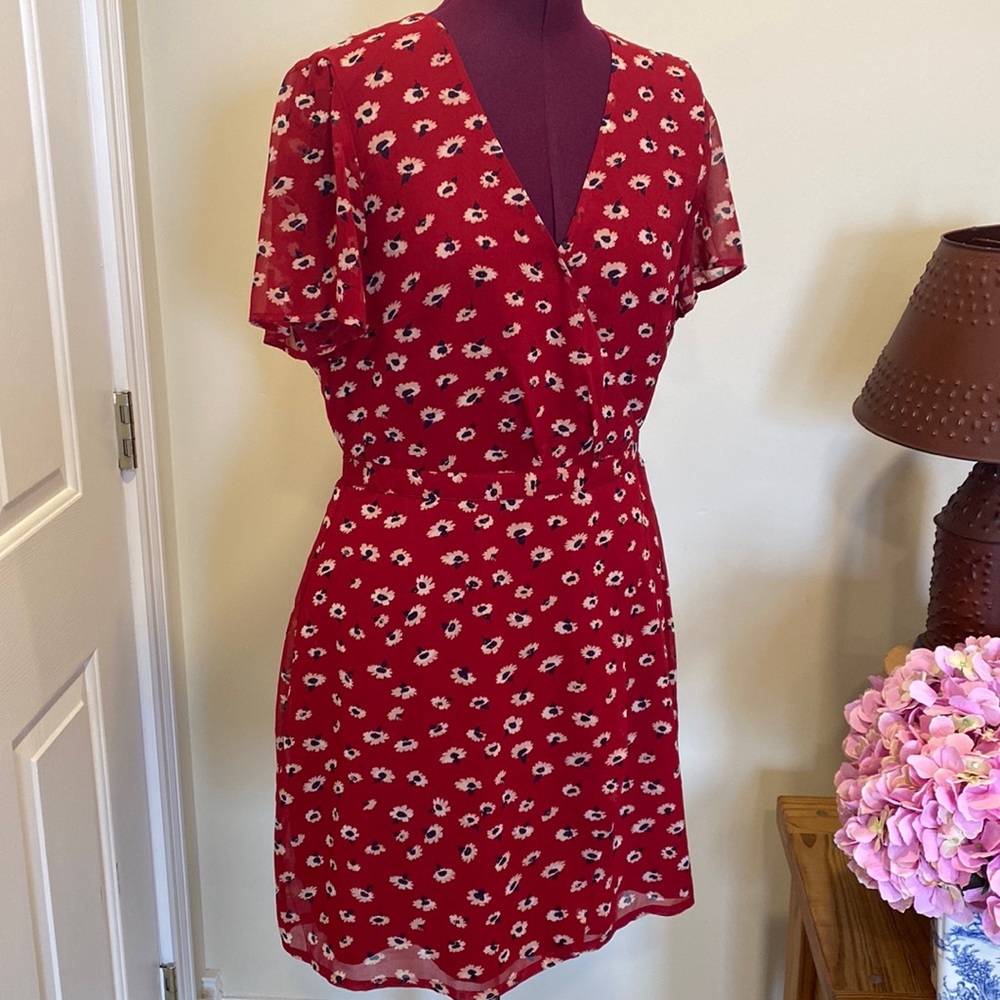 Madewell Red Floral Mini Dress